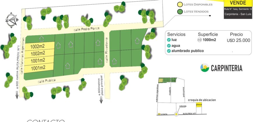 LOTES DE 1000M2 EN CARPINTERÍA