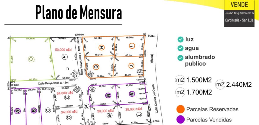 LOTES DESDE 1500M2 EN MERLO