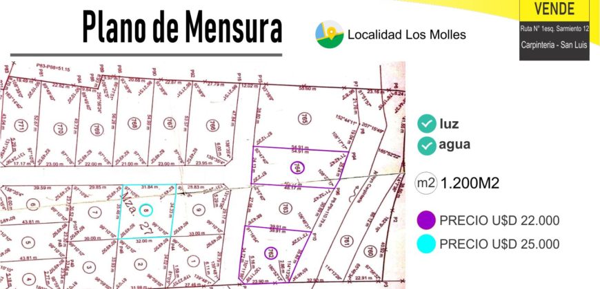 LOTE DE 1102M2 EN LOS MOLLES