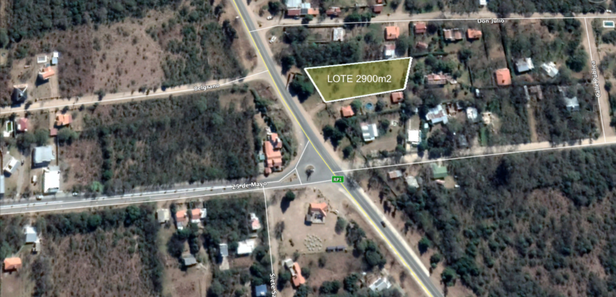 LOTE  DE  2900M2  ALAMBRADO Y  PARQUIZADO SOBRE RUTA N 1 EN LOS MOLLES