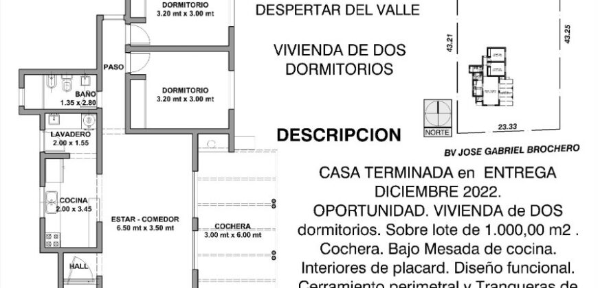 CASA TERMINADA EN CERRO DE ORO